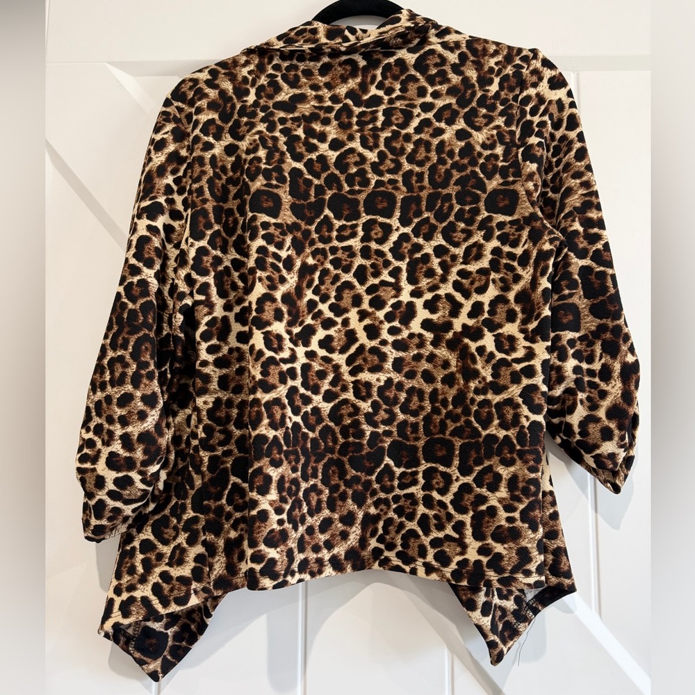MOA Leopard Print Asymmetrical Blazer - Picture 2 of 4
